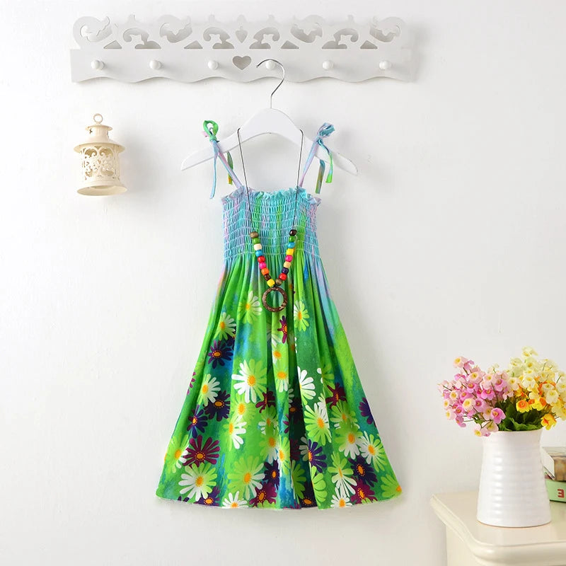 Girls floral dress summer ruffles bohemian beach princess dresses for girls clothes