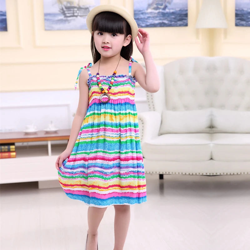 Girls floral dress summer ruffles bohemian beach princess dresses for girls clothes