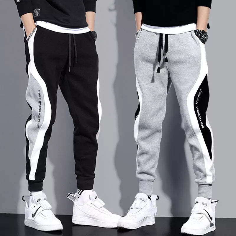 Men's autumn casual pants: wide and comfortable with Nine-Point Sports Patchwork and breathable elastic drawstring