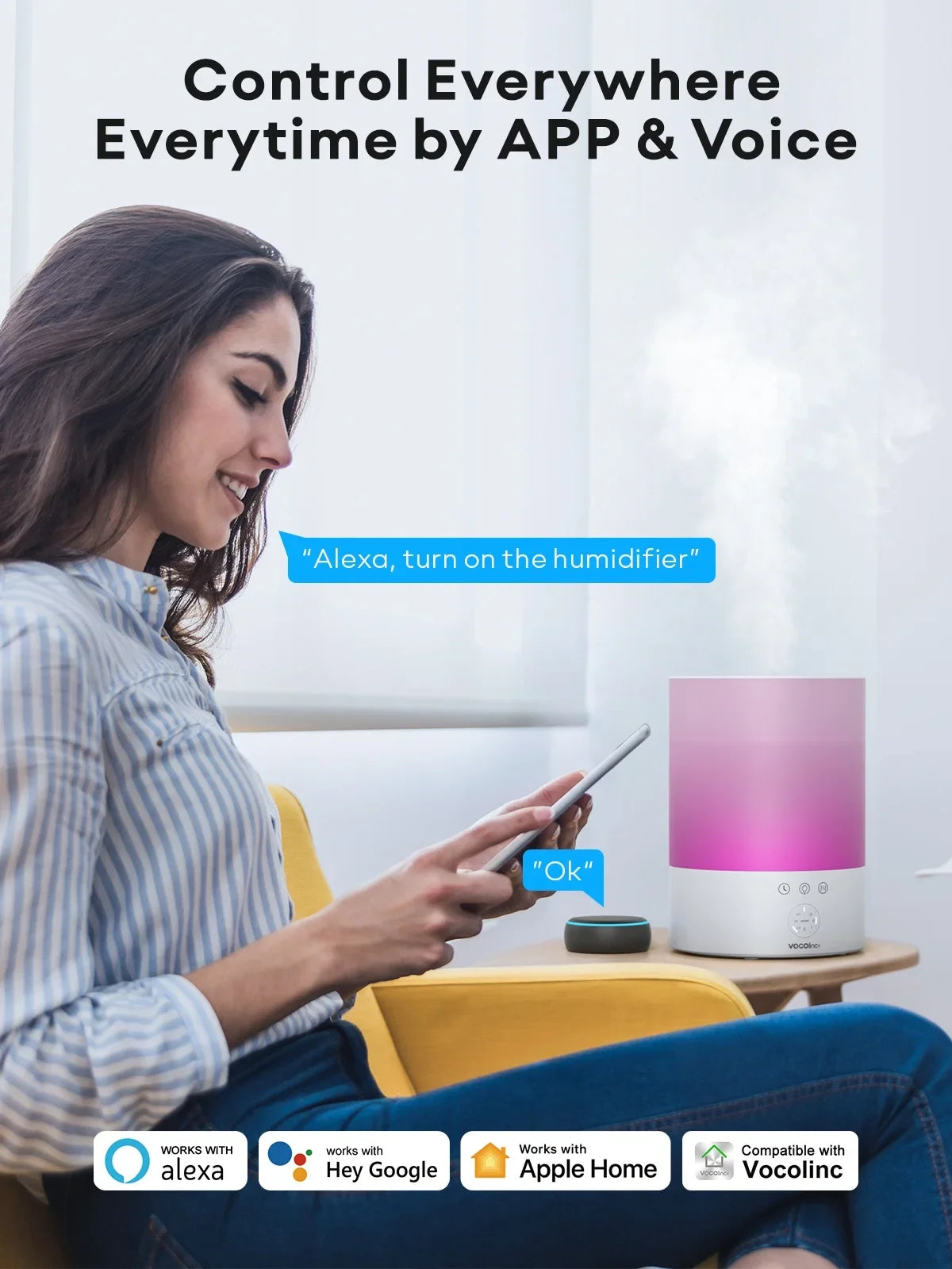 VOCOlinc Humidifier 2.4L Mist Air Diffuser Aromatherapy Humidifiers