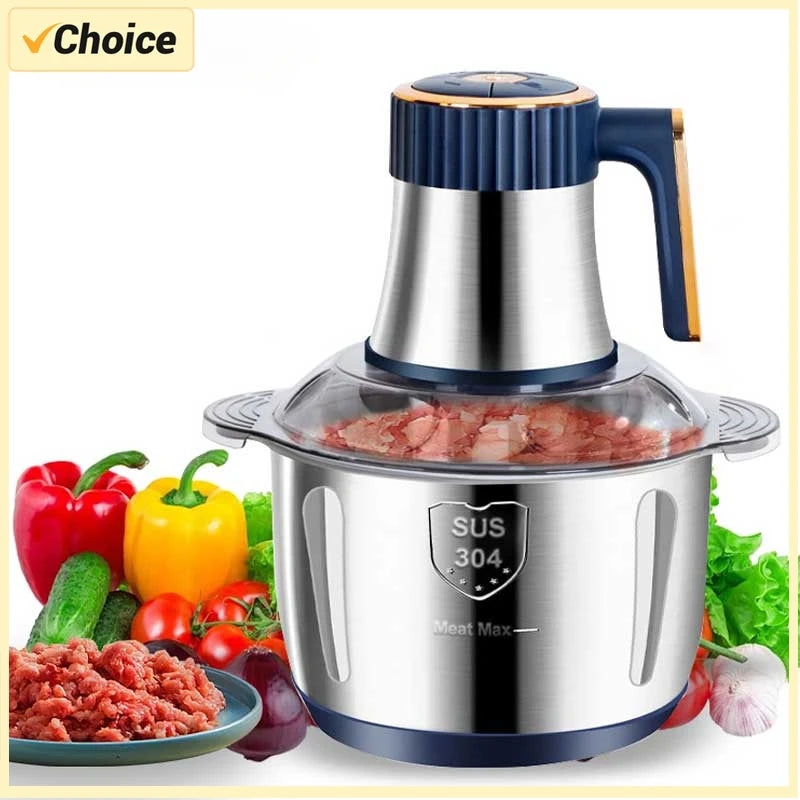 Stainless steel electric grinder, with a 5-litre capacity and multifunctional features