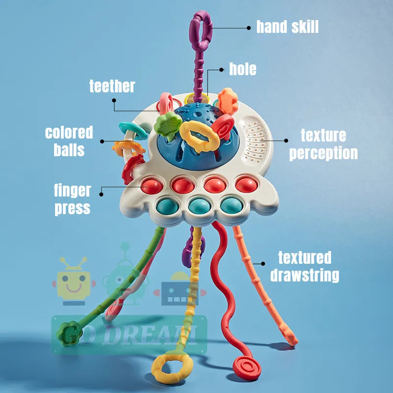 Bebê montessori desenvolvimento sensorial brinquedos educativos puxar corda dedo aperto treinamento aprendizagem precoce brinquedo dentição bpa livre 1-3y