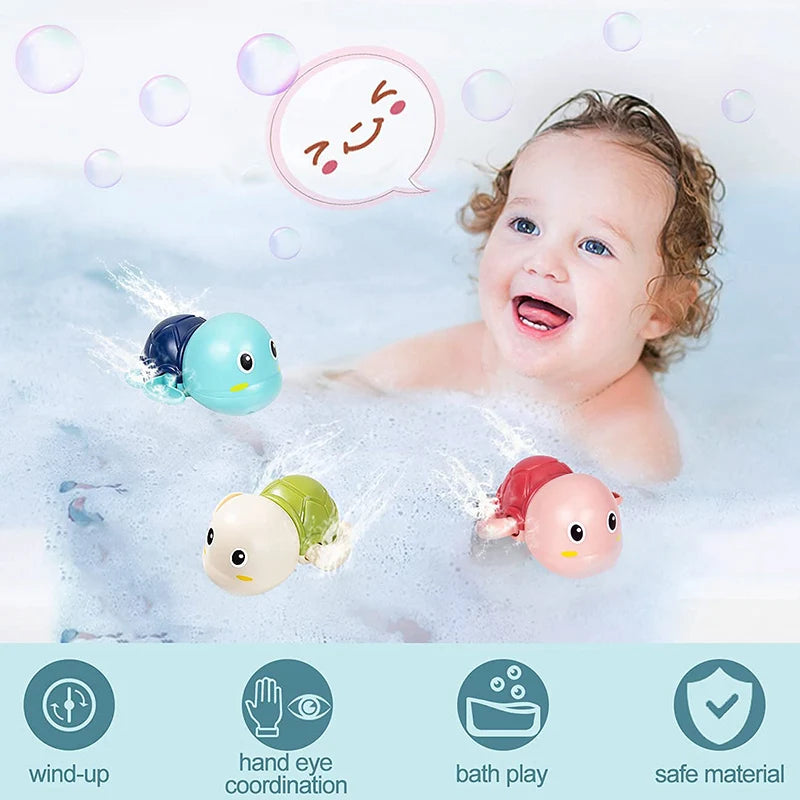 Aquatic Adventure baby bath toy set with swimming turtle and whale on the beach