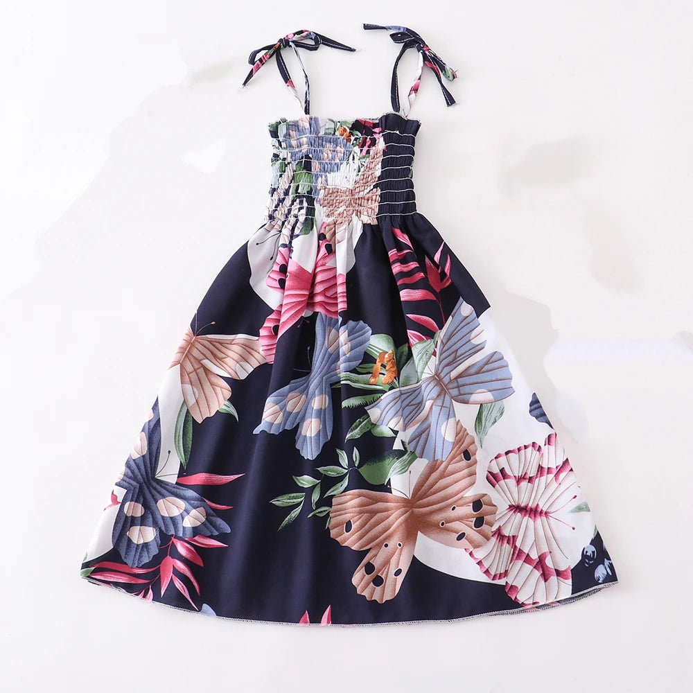 Girls floral dress summer ruffles bohemian beach princess dresses for girls clothes