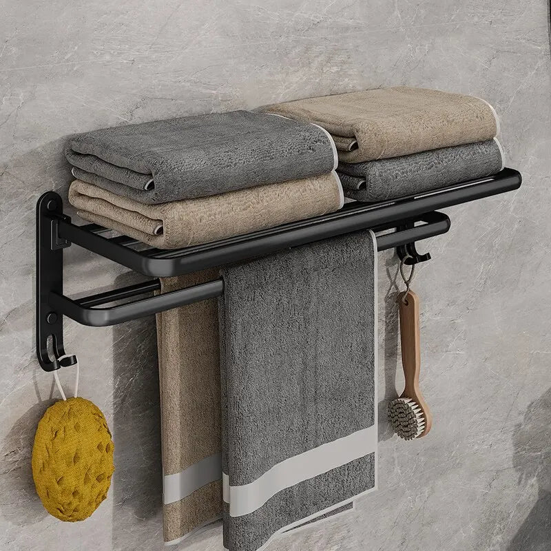 Matte Black Towel Rack with Hook 50CM