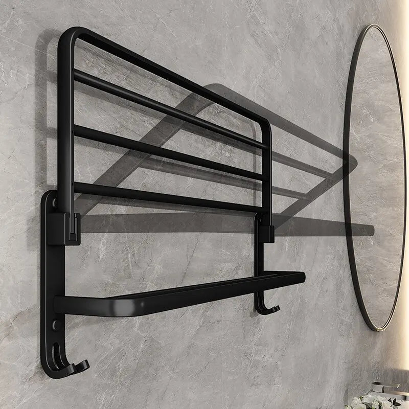 Matte Black Towel Rack with Hook 50CM