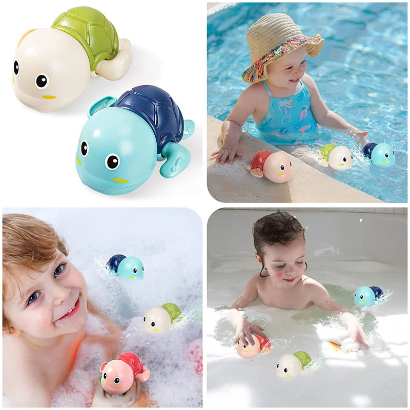 Aquatic Adventure baby bath toy set with swimming turtle and whale on the beach