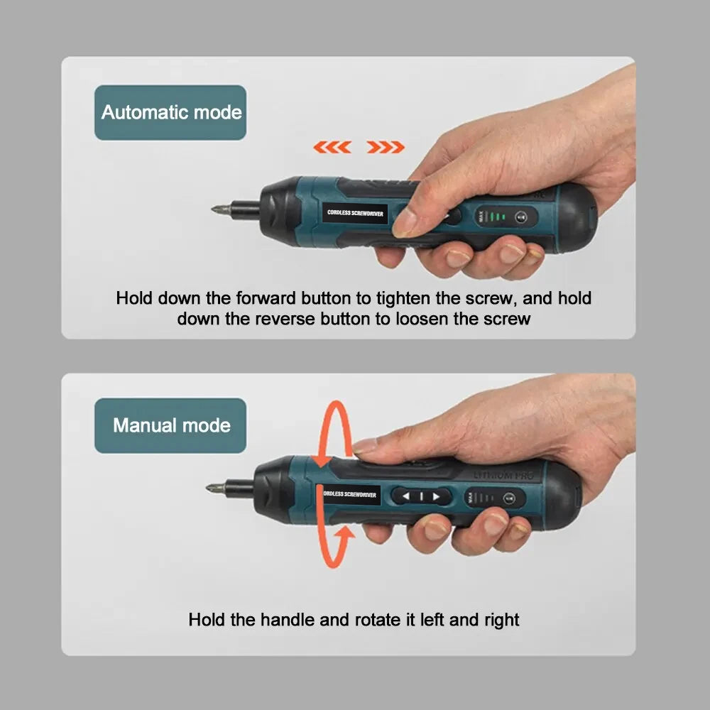 Mini conjunto de chave de fenda elétrica recarregável usb 1300mah ajuste power dril multifuncional desmontagem kit de ferramentas de reparo de torque 