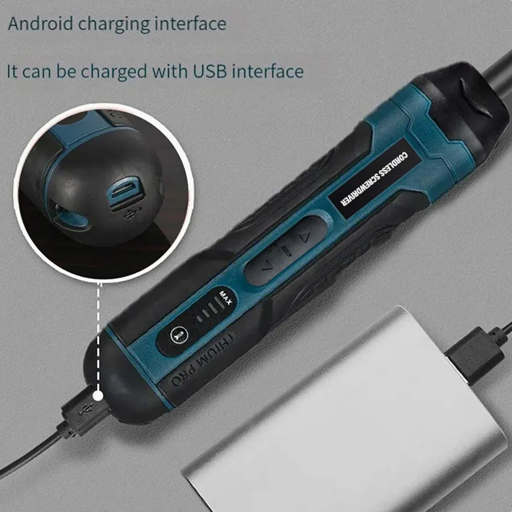 Mini conjunto de chave de fenda elétrica recarregável usb 1300mah ajuste power dril multifuncional desmontagem kit de ferramentas de reparo de torque 