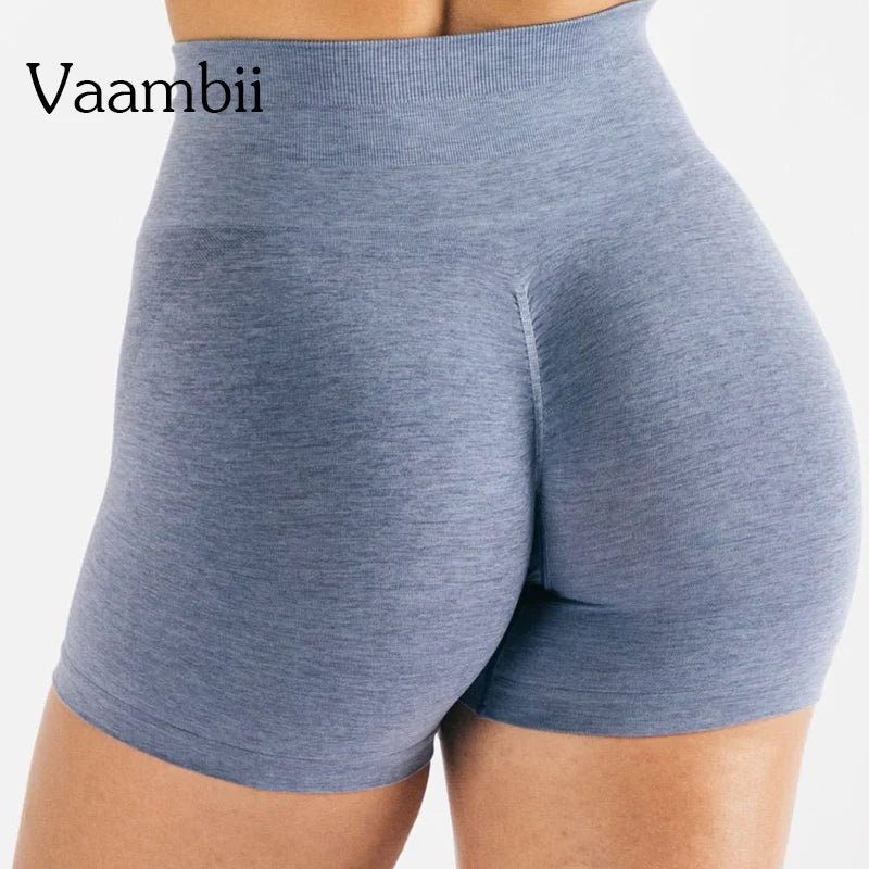 Shorts de fitness esportivos sem costura Vaambii de cintura alta. 