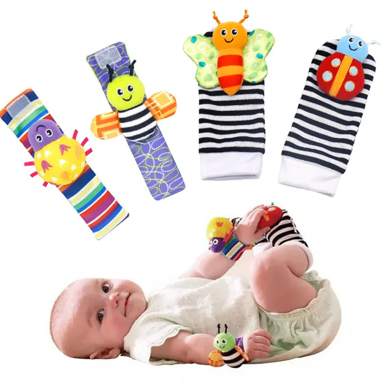 "Rattle Tunes: Cartoon Soft Baby Rattles-Foot Wrist Rattle Set