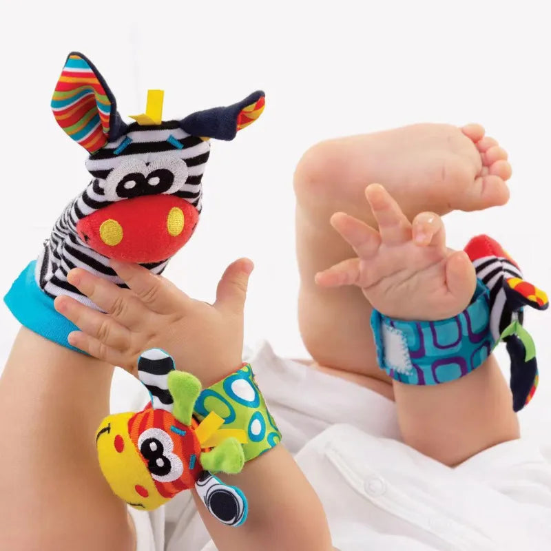 "Rattle Tunes: Cartoon Soft Baby Rattles-Foot Wrist Rattle Set