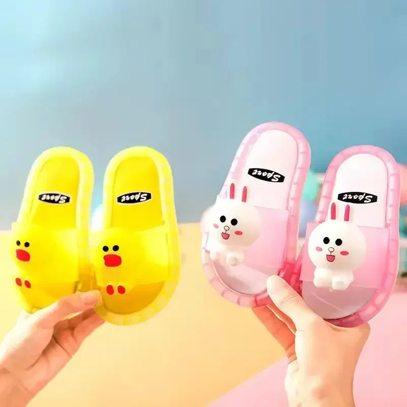 Luminous Slippers Children Shoes Cartoon Smile Pattern Comfortable Led Light Kid Baby Home Shoes Cool Soft PVC Non-slip Footwear