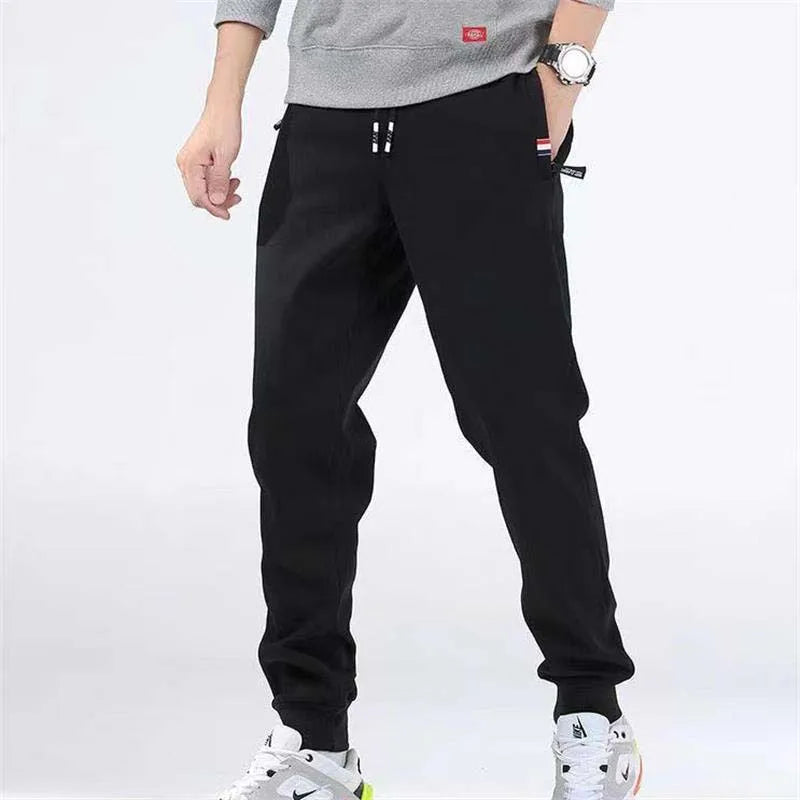 Winter casual pants with lamb wool: warm and comfortable for men, ideal for trails and mountains with drawstring and Fleece fabric, straight modeling, sizes M-5XL