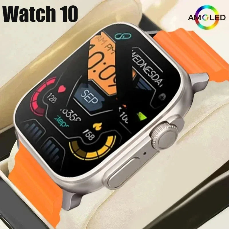 Novo relógio 10 ultra inteligente 49mm, novo nfc masculino feminino gps faixa bluetooth chamada bt jogos de música carregamento sem fio smartwatch 