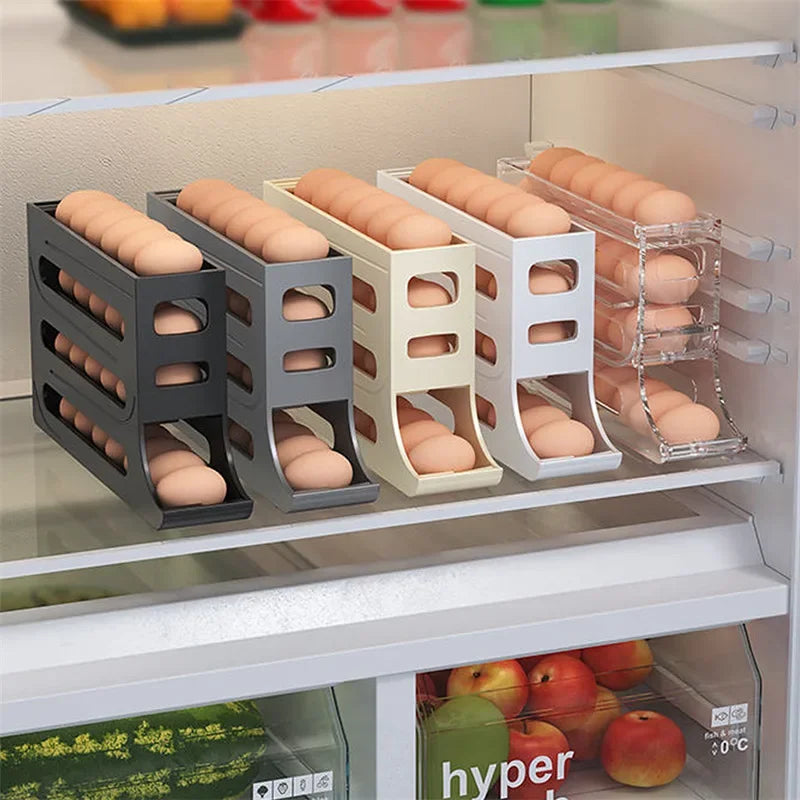 Refrigerator Egg storage box, Rolling Organizer, Egg Rack, large capacity, kitchen container, holder, 2 pcs, 1 pcs