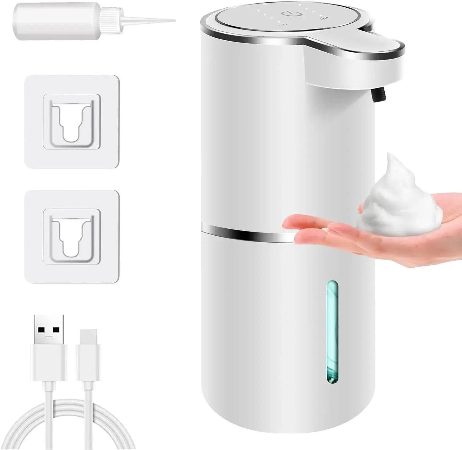 Dispensador de sabonete automático sem toque com espuma ajustável e recursos recarregáveis ​​por USB