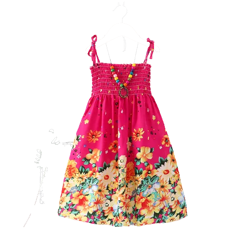 Meninas vestido floral verão babados boêmio praia vestidos de princesa para meninas roupas