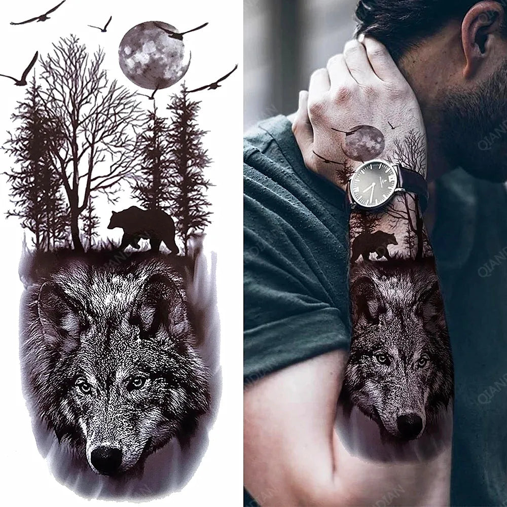 Men's waterproof Lion temporary tattoos-cool stickers for arm with Black Watch Design