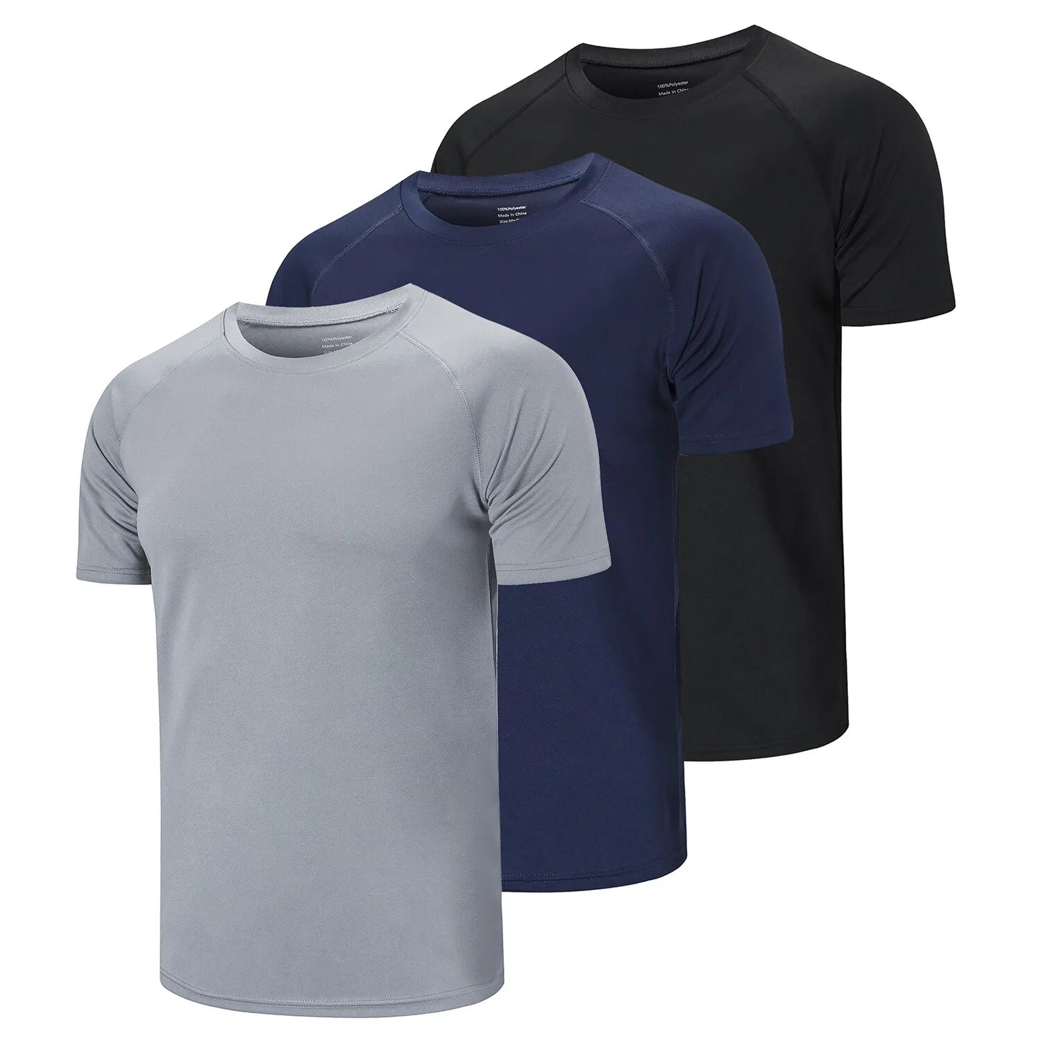 Camisetas masculinas Sengvee Fitness respiráveis ​​3 em pacote 